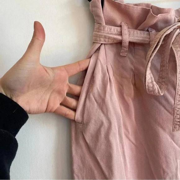 Anthropologie Blythe Wide Leg Pants Paper Bag Tie Waist Light Pink Bow 2 - Picture 7 of 15